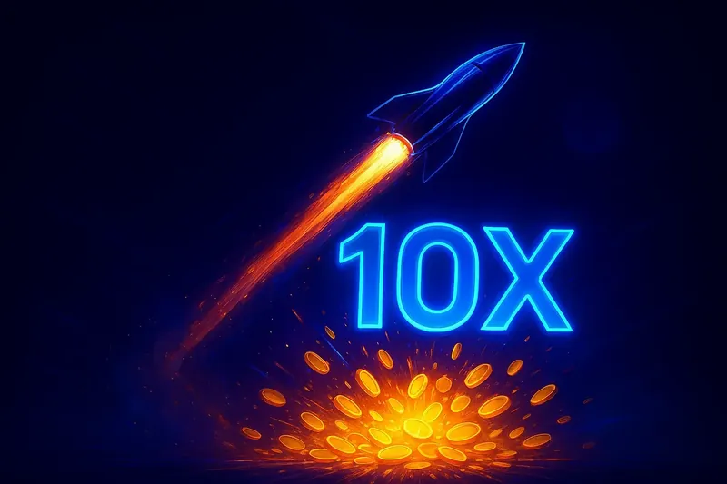 Plane climbing at 10x multiplier above exploding golden coins